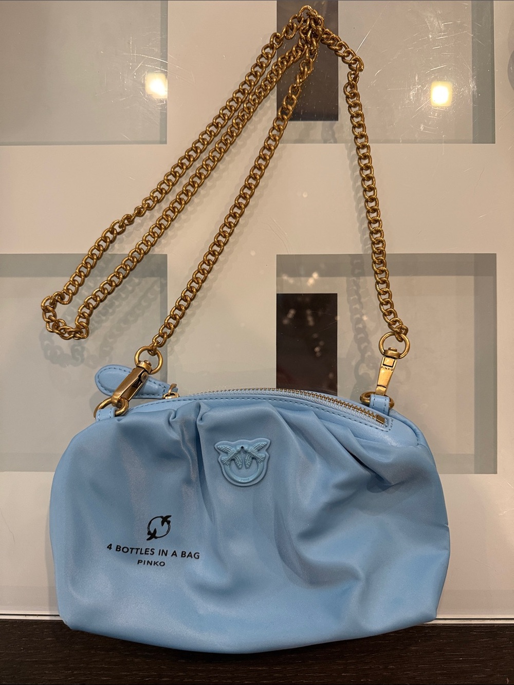 Pinko Sky Blue mini shoulder Bag with detachable chain